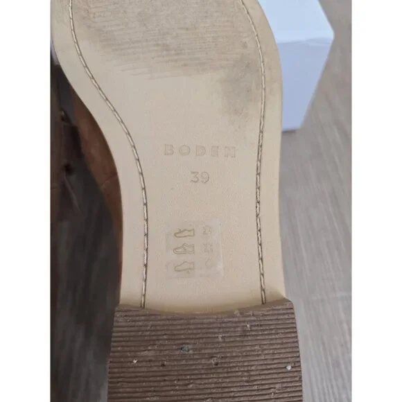 Boden Iris Snaffle Loafers Shoes Horsebit Suede Leather 39 8 Tan Brown Slip On - Picture 8 of 11